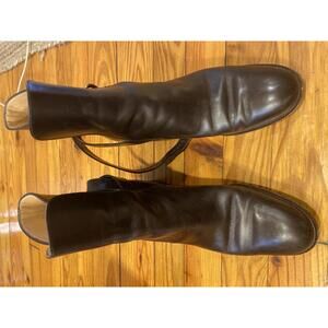 Salvatore Ferragamo Black Leather Ankle Boots with Strap - Size 6